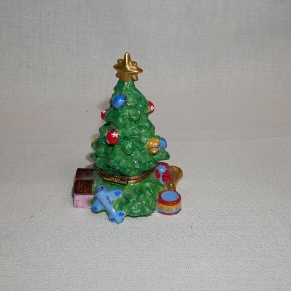 Hand-Painted Christopher Radko Limoges France Christmas Tree trinket Box Rare OO - Picture 3 of 6